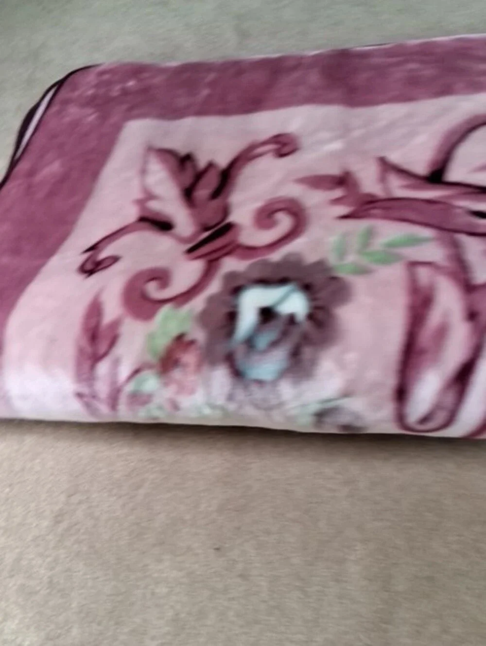 Floral Plush Throw Blanket in Pink and Teal